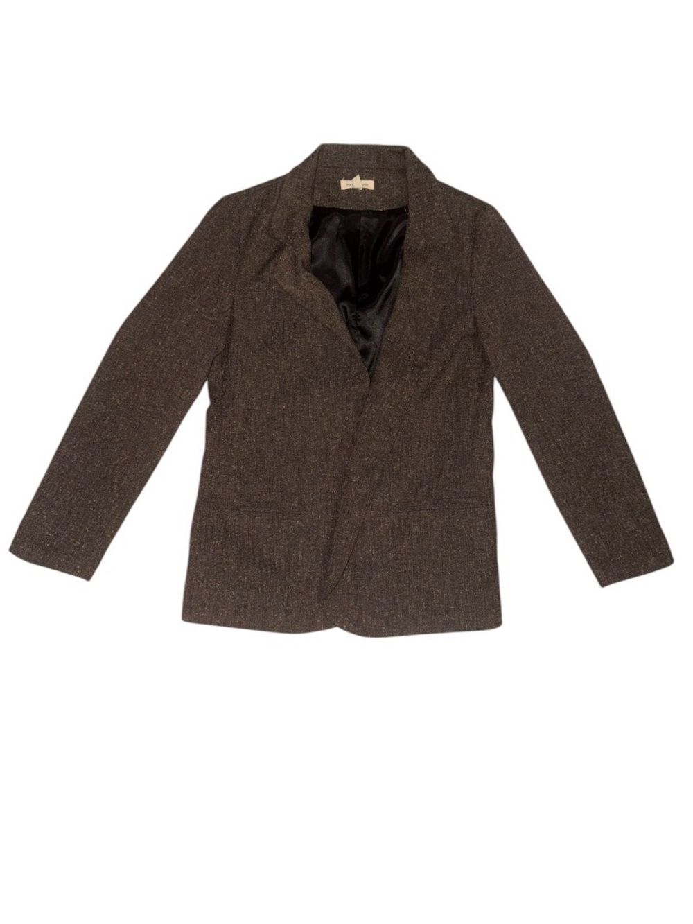 Silence+Noise Open Front Lined Brown Tweed Blazer Size Small